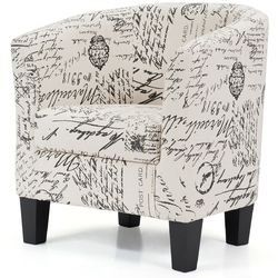 Barrel Accent Linen Fabric Upholstered Chair Tub Chair
