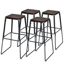 30" Set of 4 Backless Industrial Bar Stools