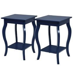 Set of 2 Side Table End Table Night Stand with Shelf