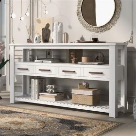 62.2'' Modern Console Table Sofa Table for Living Room with 4 Drawers and 2 Shelves (Color: as picture)